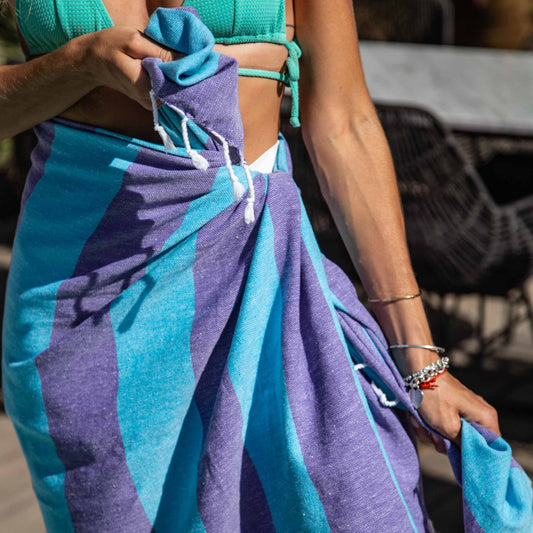 Carnival Towel Royal Purple & Turquoise - HAMAMINGO