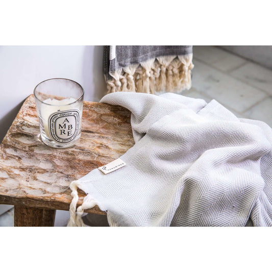 Herringbone Towel Silver Grey - HAMAMINGO
