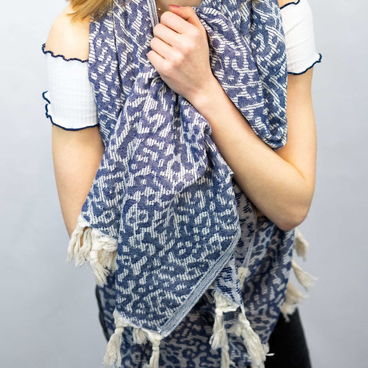 Narnia Blanket Scarf Navy Blue - HAMAMINGO