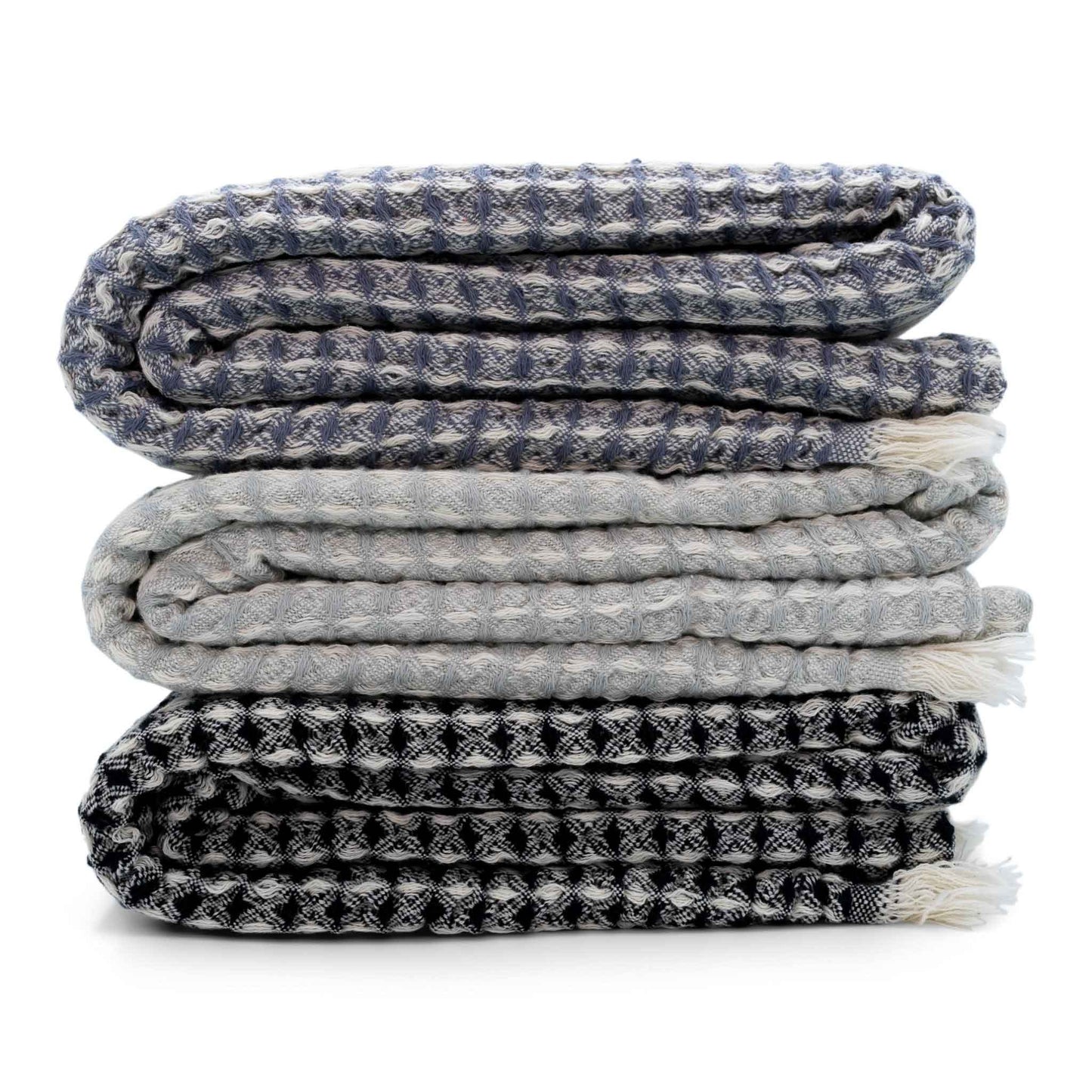 Bruges Towel Charcoal Grey & White - HAMAMINGO