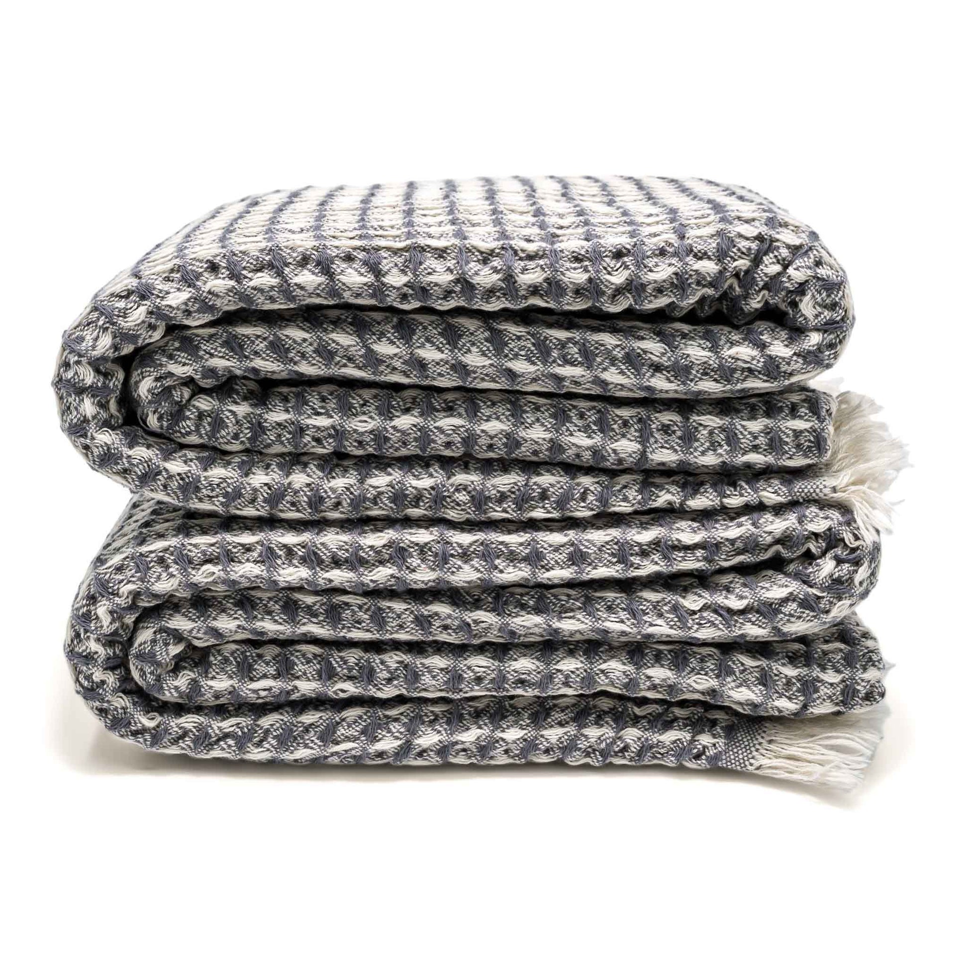 Bruges Towel Charcoal Grey & White - HAMAMINGO