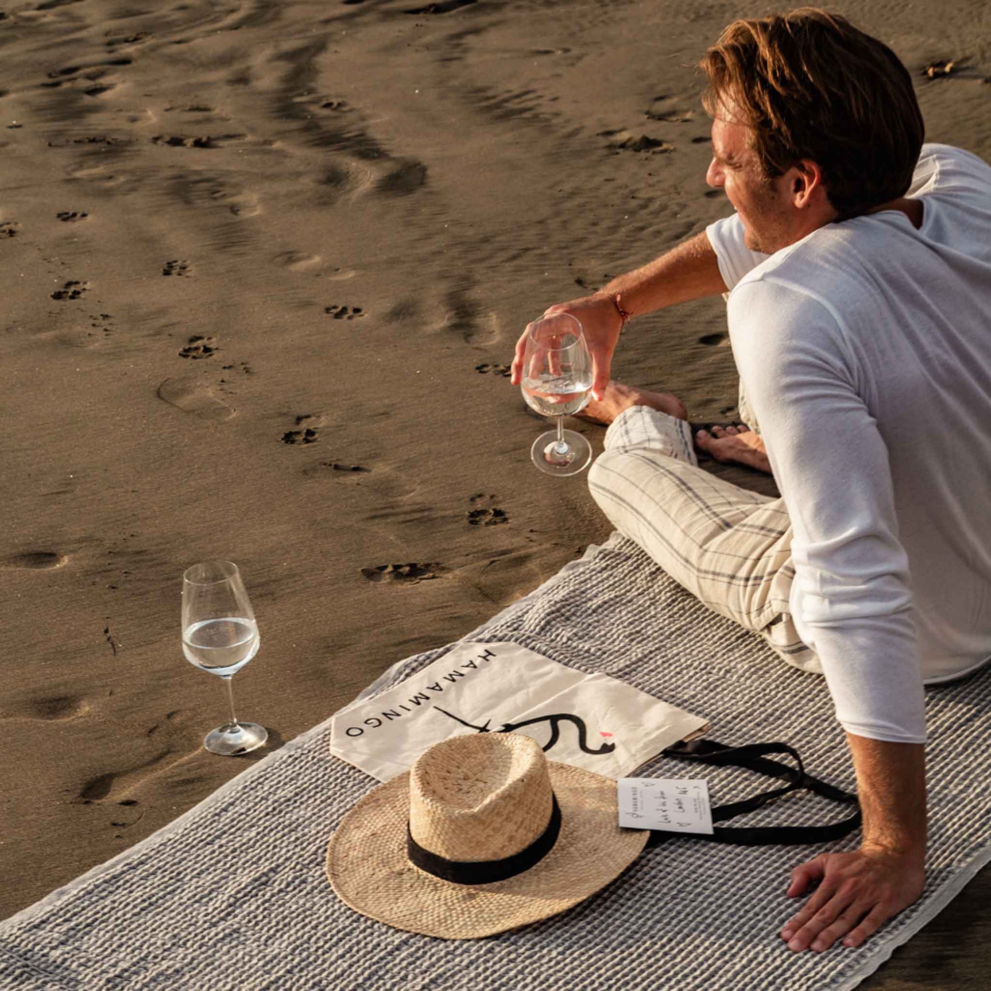 Bruges Towel Charcoal Grey & White - HAMAMINGO