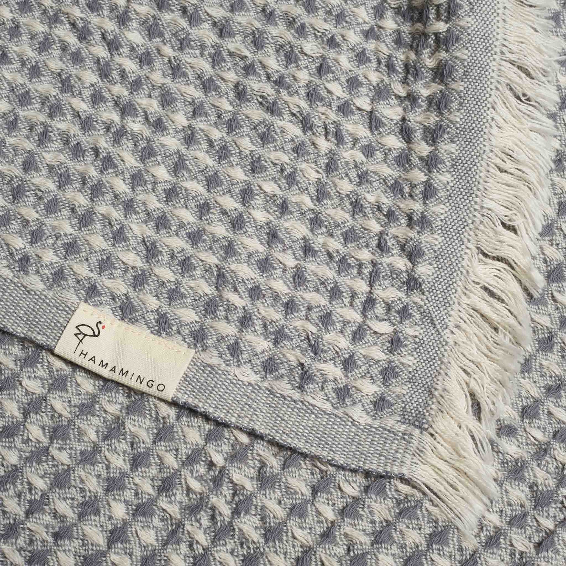 Bruges Towel Charcoal Grey & White - HAMAMINGO