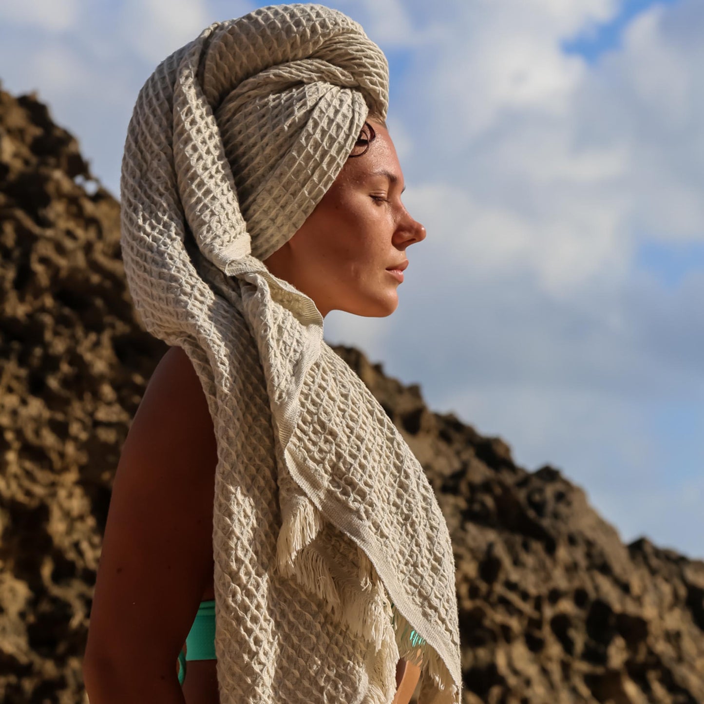 Bruges Towel Silver Grey & White - HAMAMINGO