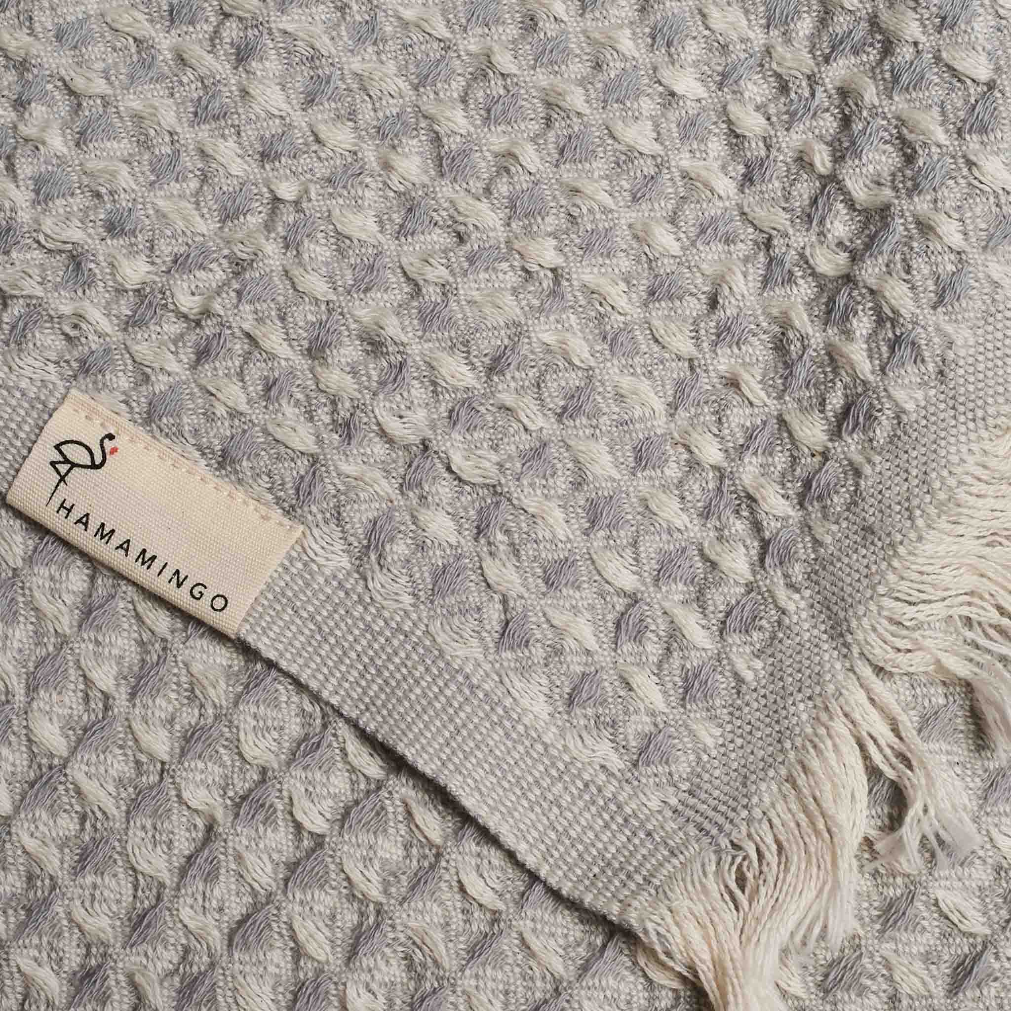 Bruges Towel Silver Grey & White - HAMAMINGO