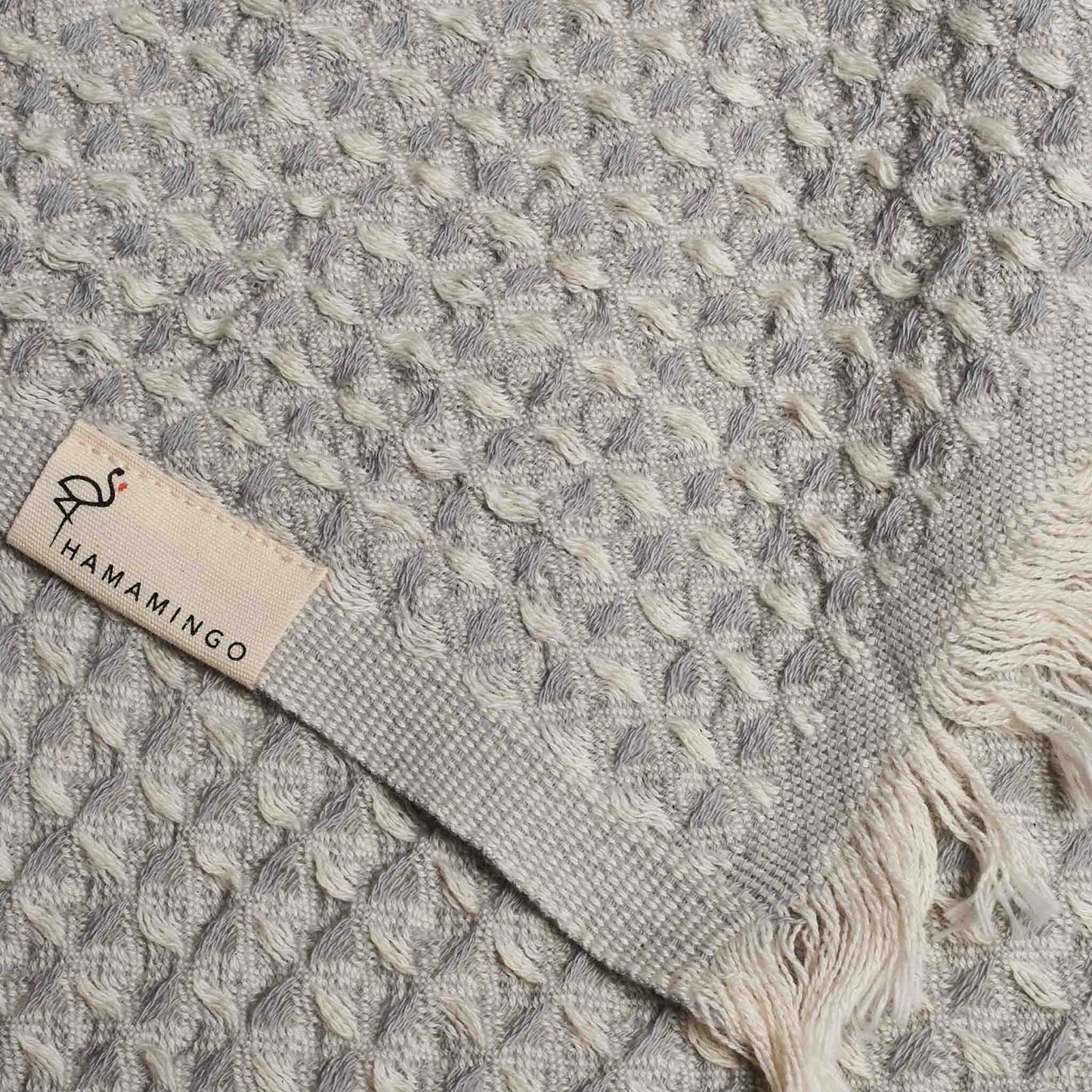 Bruges Towel Silver Grey & White - HAMAMINGO