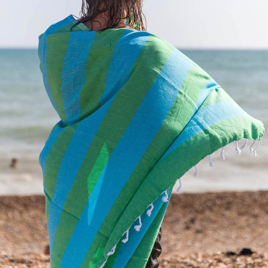 Carnival Towel Green & Turquoise - HAMAMINGO