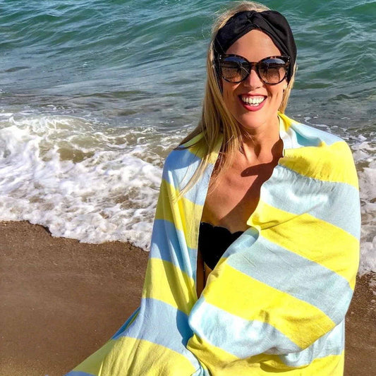 Carnival Towel Mint & Bright Yellow - HAMAMINGO