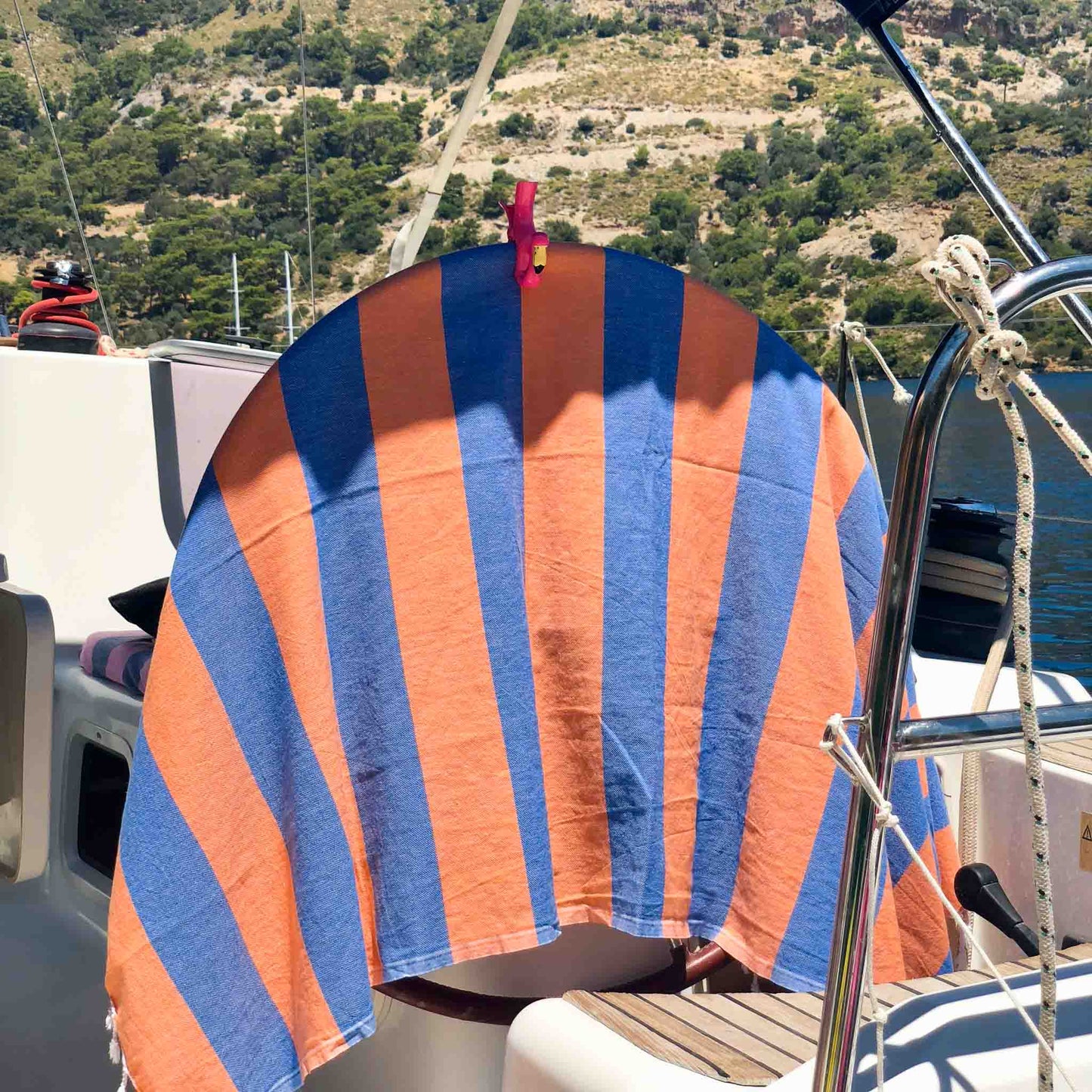 Carnival Towel Orange & Royal Blue - HAMAMINGO