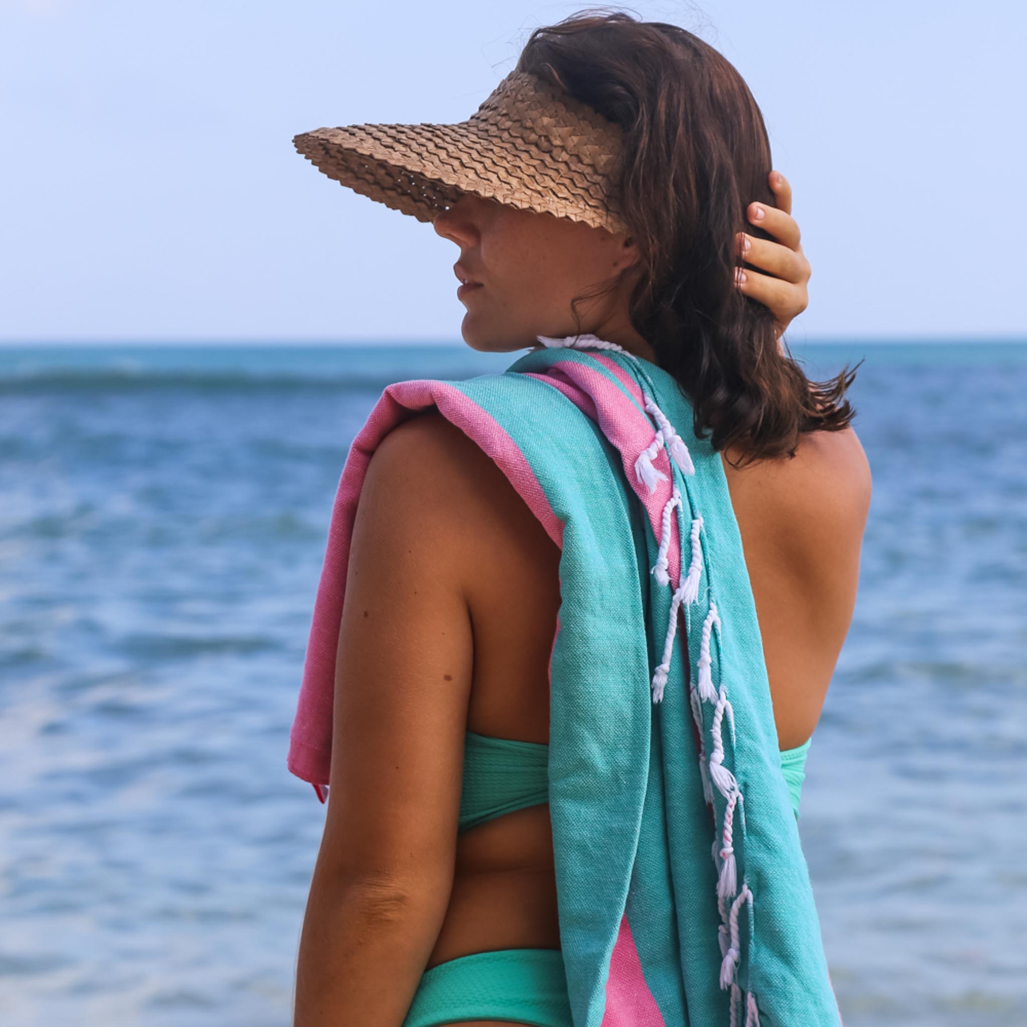 Carnival Towel Sea Green & Hot Pink - HAMAMINGO