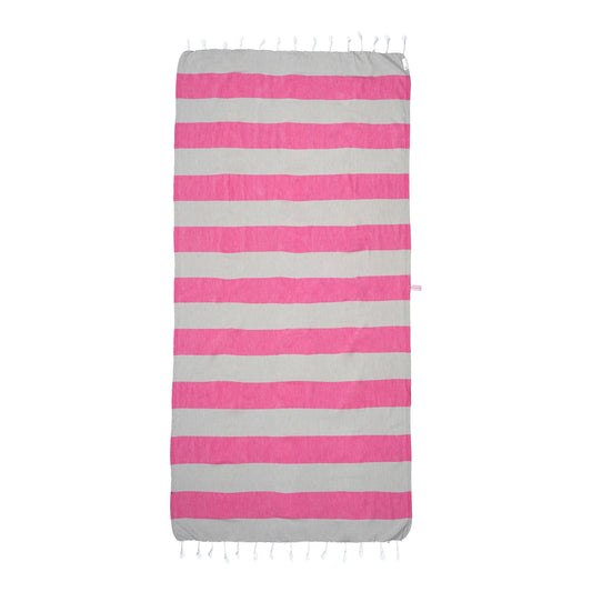 Carnival Towel Silver Grey & Fuchsia - HAMAMINGO
