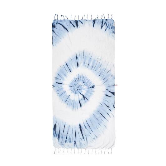 Coachella Towel Blue & White Tie Dye - HAMAMINGO