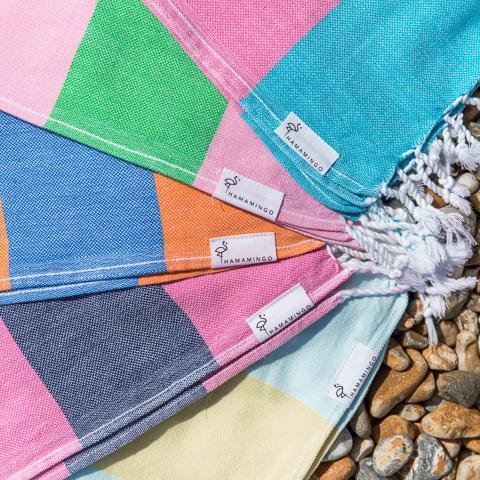 Mini Towel Flamingo Pink & Green - HAMAMINGO