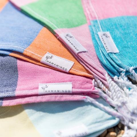 Mini Towel Orange & Royal Blue - HAMAMINGO