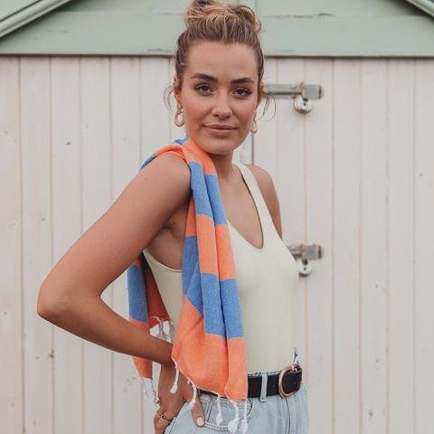 Mini Towel Orange & Royal Blue - HAMAMINGO