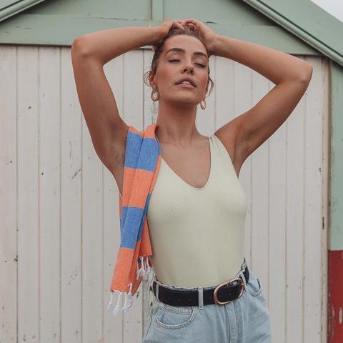 Mini Towel Orange & Royal Blue - HAMAMINGO