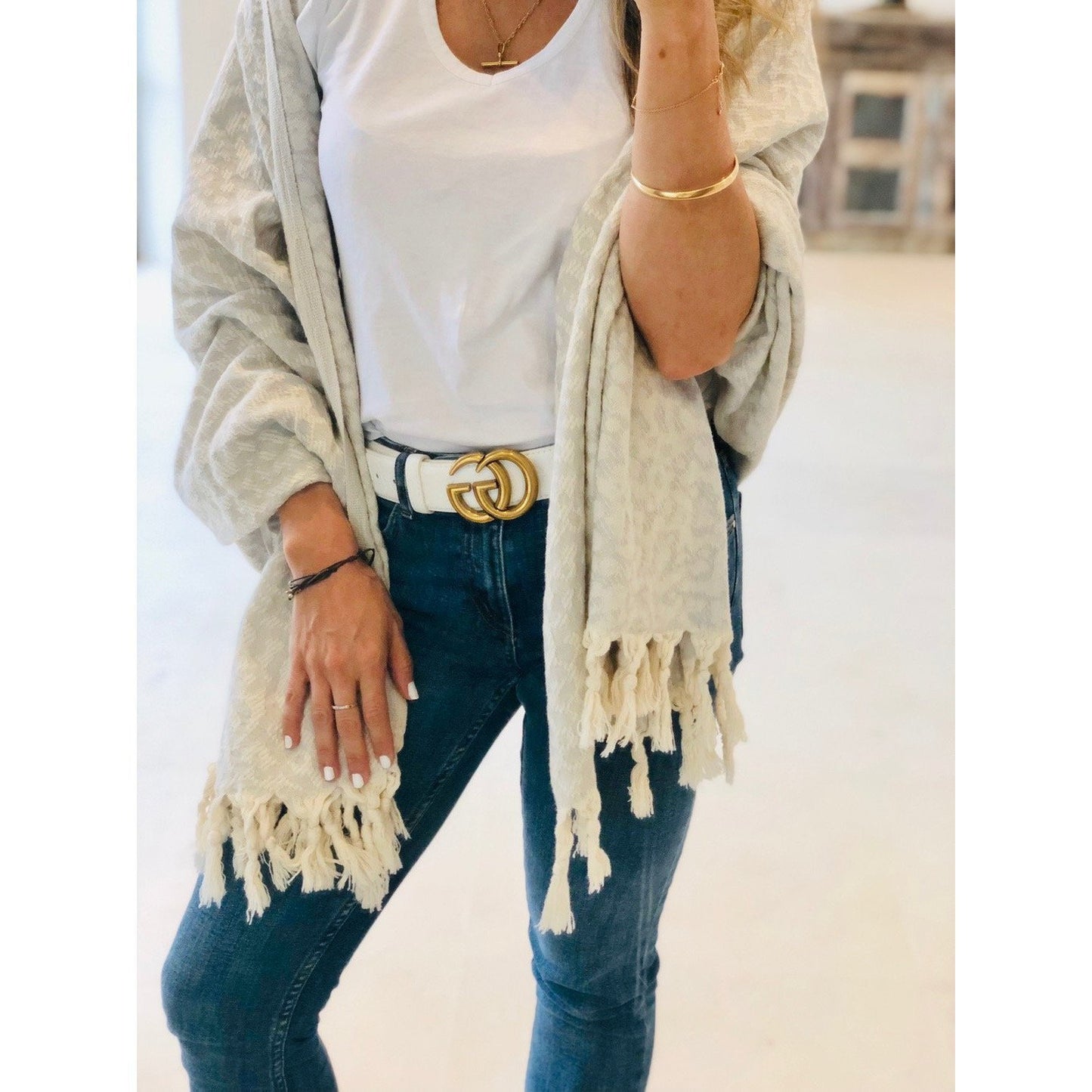 Narnia Blanket Scarf Champagne - HAMAMINGO