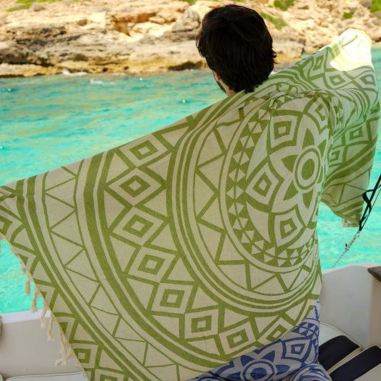 Tribe Towel Olive Green - HAMAMINGO