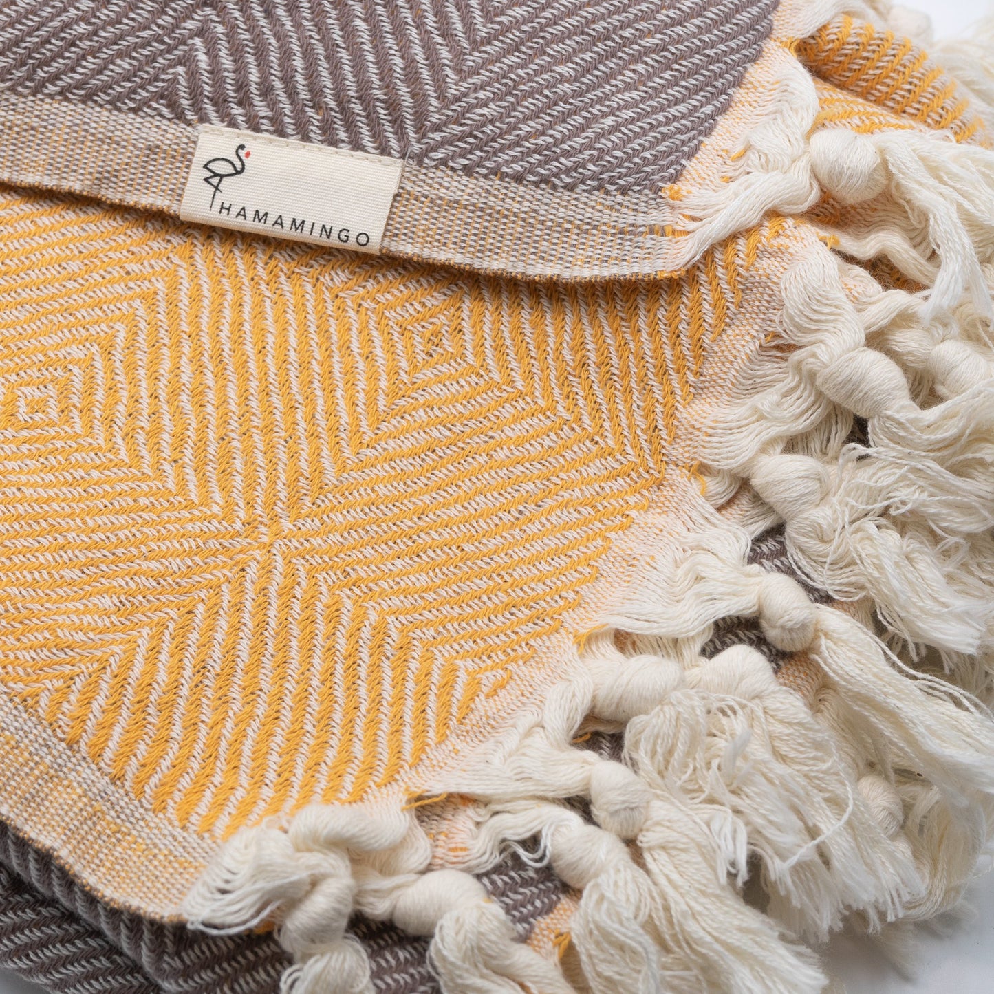 Trocadero Blanket Scarf Coffee and Apricot - HAMAMINGO