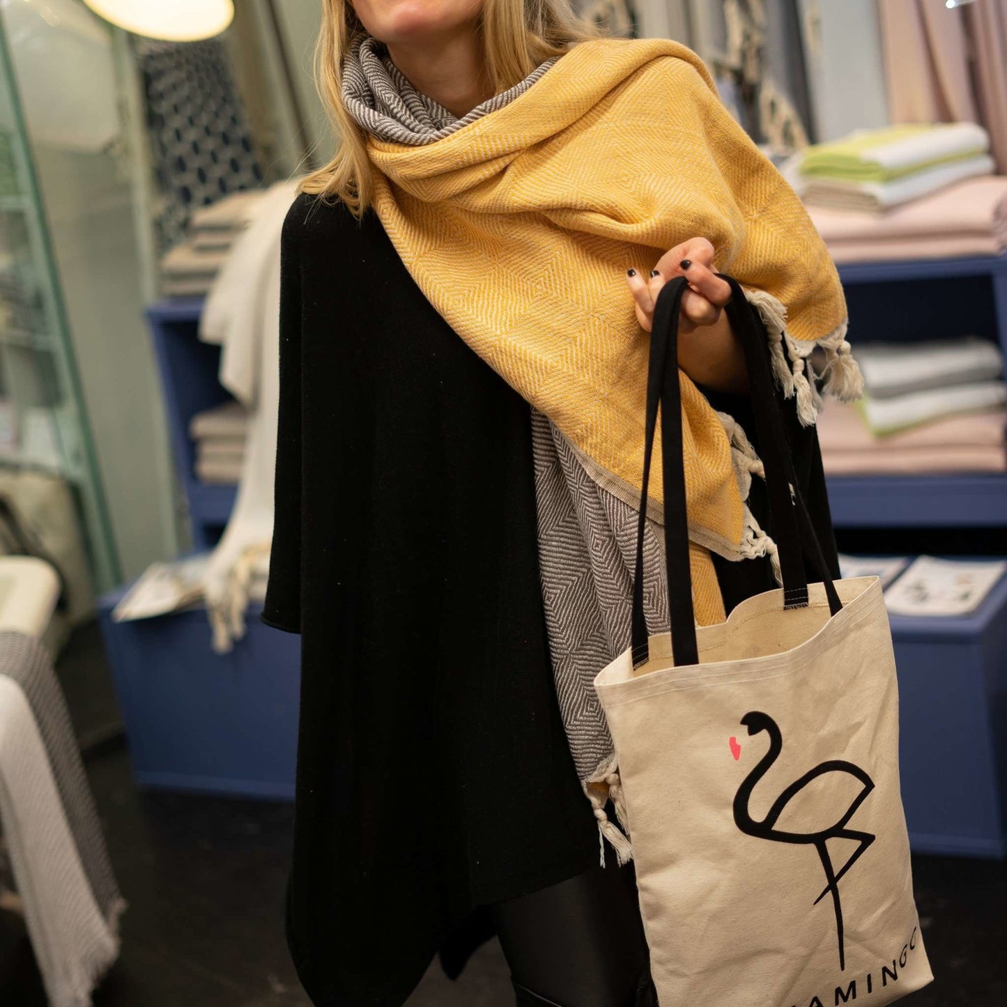 Trocadero Blanket Scarf Coffee and Apricot - HAMAMINGO