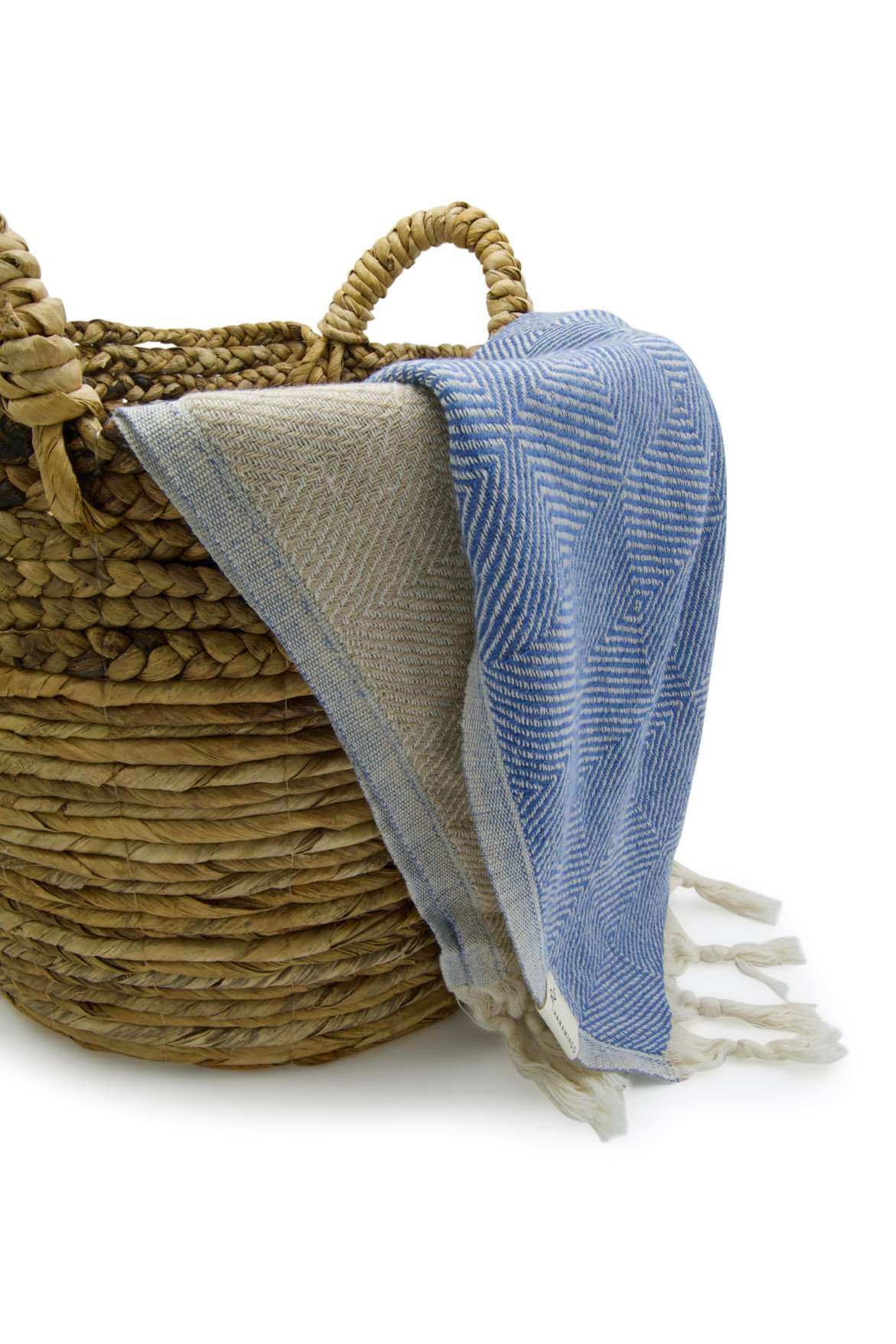 Trocadero Blanket Scarf Denim Blue & Beige - HAMAMINGO