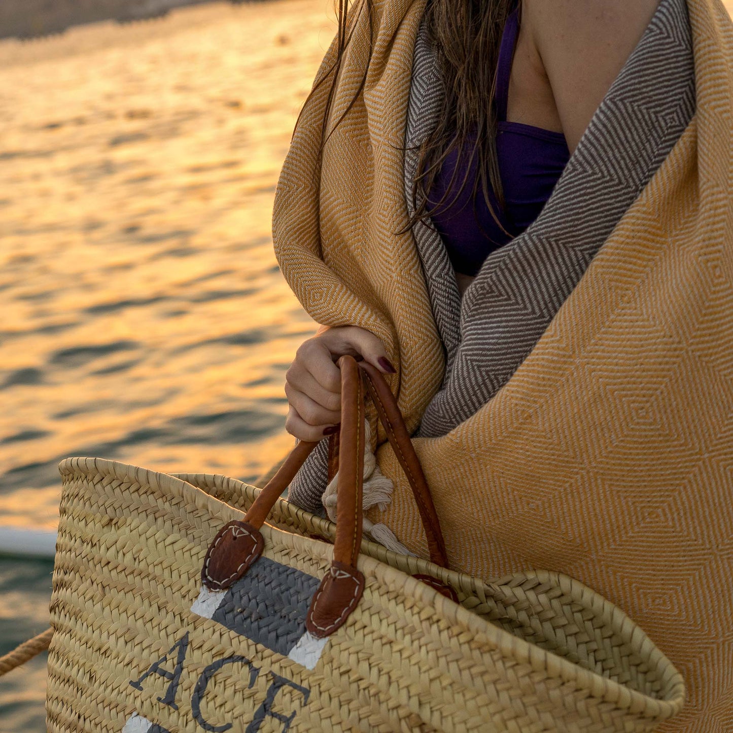 Trocadero Towel Coffee and Apricot - HAMAMINGO